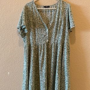 Green Floral Mini Dress